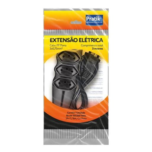 EXTENSAO PRAT 3X0,75MM 3M PTA